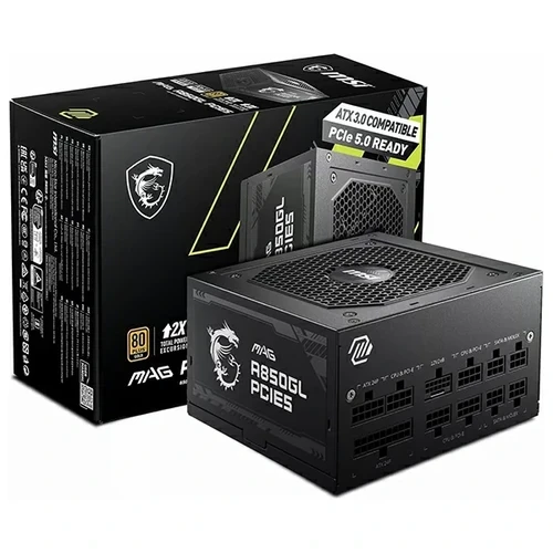 MSI MAG A850GL PCIE5.0 850W 80+ GOLD GEN 5 ATX 3.0 إمدادات الطاقة المعيارية كاملة