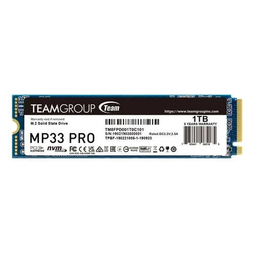 TeamGroup MP33 PRO 1TB M.2 NVMe SSD SLC Caching 3,500 MB/s