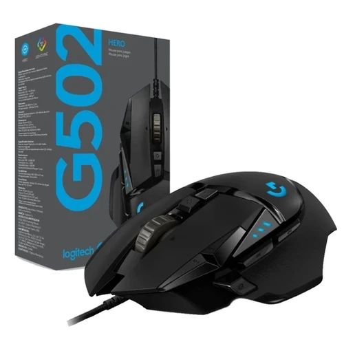 Logitech G502 HERO Wired HERO Sensor 25,600 DPI RGB Adjustable Weights 11 Progra