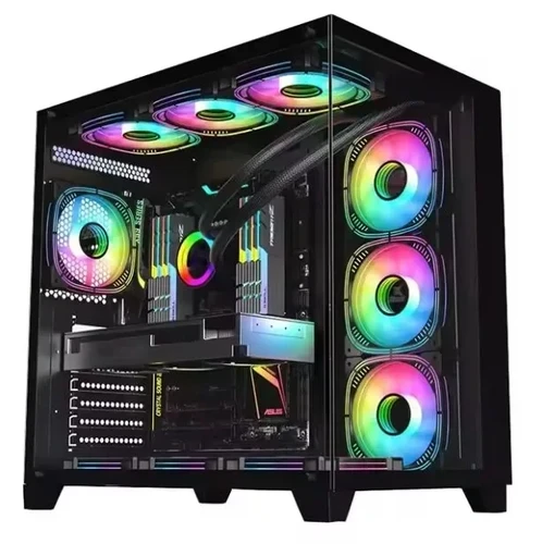 Sate K896 New Glass Computer Case Mid 4 Fans Fans ، Black