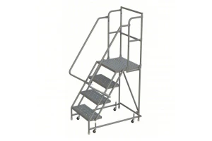 Mazaya 4 Steps ladder With rail And wheels