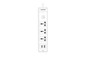 LINKCOMN وصلة كهرباء 3 مداخل MK مع USB قياس 1.6 متر 2×0.75 ملم