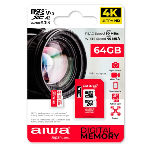 كرت ذاكرة Aiwa Micro SD | سعة 64 جيجابايت | MSDV30