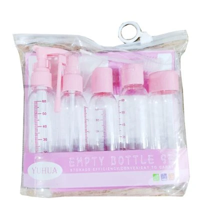 Empty Travel Toiletry Bottles Set with Transparent Cosmetic Bag – Includes Pump, Dropper, Spatula – Beige Color by Lana Store