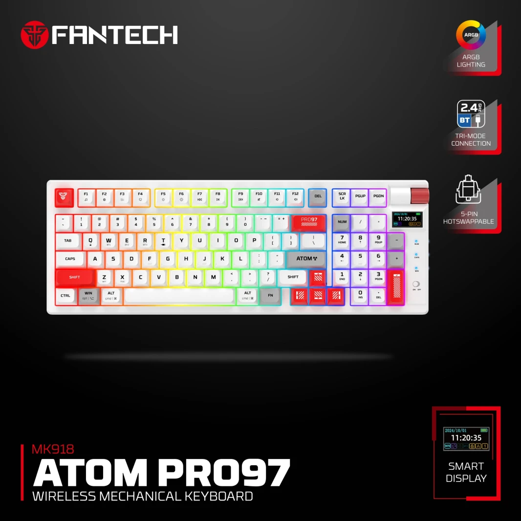 FANTECH MK918 ATOM PRO97 WIRELESS MECHANICAL GAMING KEYBOARD WHITE