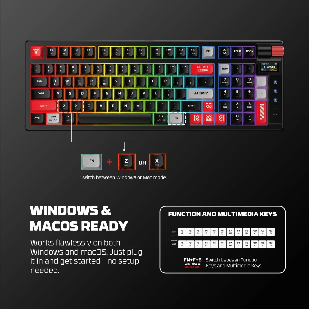 FANTECH MK918 ATOM PRO97 WIRELESS MECHANICAL GAMING KEYBOARD WHITE
