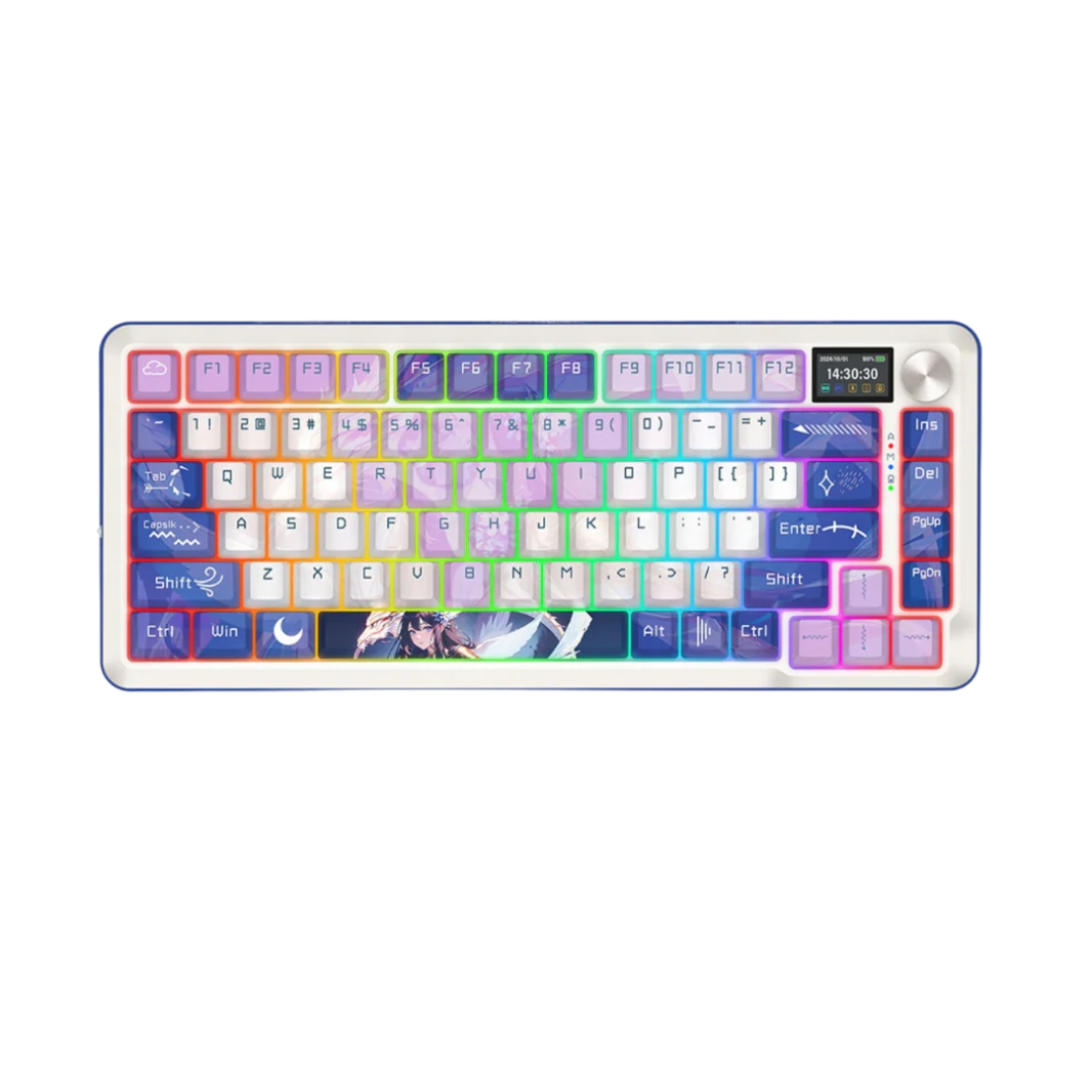 لوحة المفاتيح الميكانيكية اللاسلكية لـ Redragon ، لوحة مفاتيح ألعاب Gasket RGB مع 81 مفتاح مخصص قابلة للبرمجة ، لوحة مفاتيح لاسلكية 3-ODES مع مفتاح L Lopard L ، الشاشة و Knob ، K708