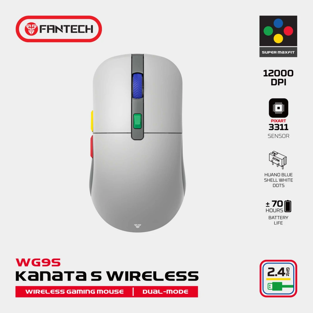 Fantech Kanata S WG9S Super Maxfit Wireless Gaming Mouse - اتصال Dual Mode