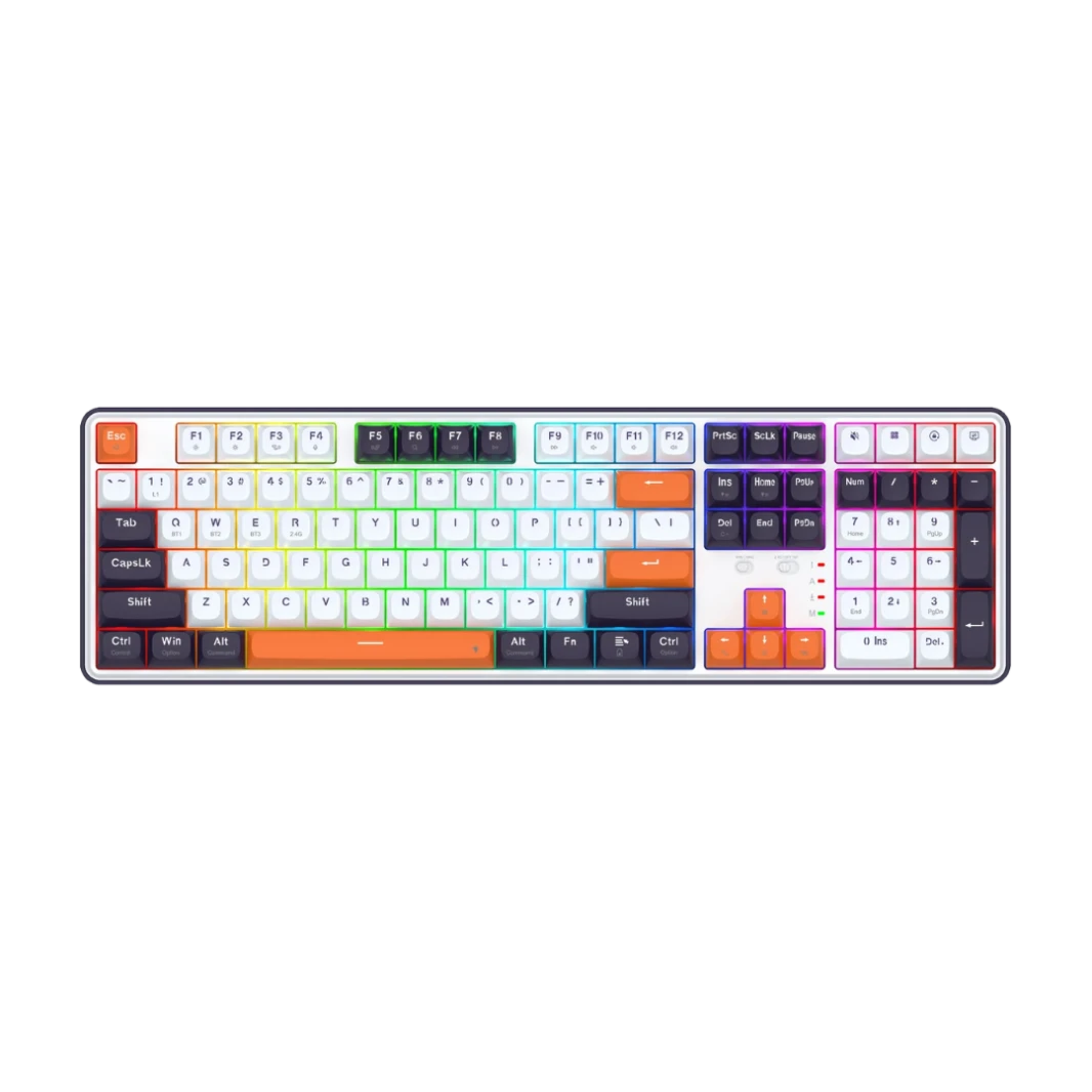 Redragon K689 Pro Wireless Gasket RGB Gaming Keyboard ، 104 Keys + Extra 4 Hotkeys Mechanical Keyboard W/تم ترقية مقبس ساخن قابلة للتبديل