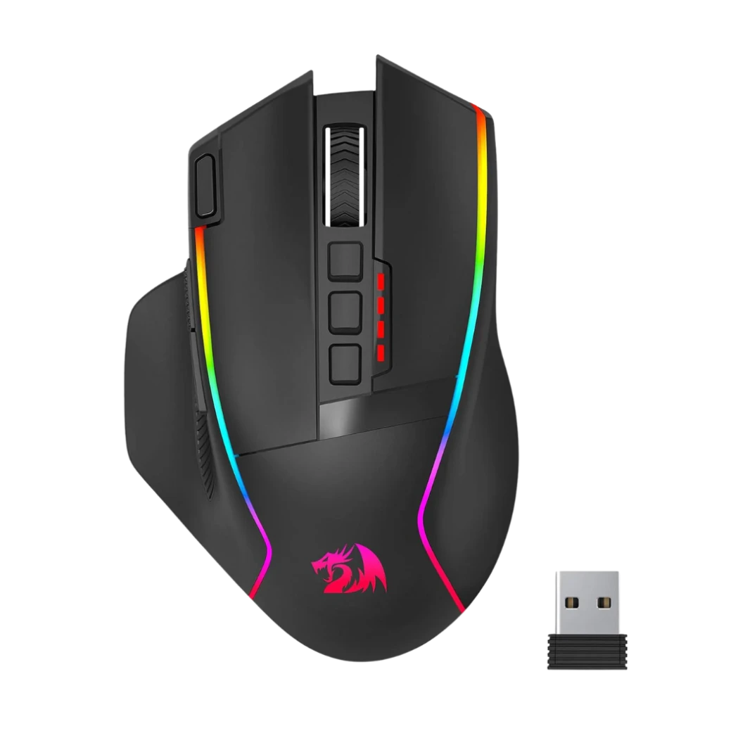 Redragon M915WL Mouse Wireless Gaming Mouse ، Mouse Mouse 16000 DPI مع مفتاح النار السريع ، 9 أزرار ماكرو ، سعة طاقة متينة مدتها 170 ساعة والفأر السلكية/اللاسلكية RGB للكمبيوتر المحمول/MAC/PC