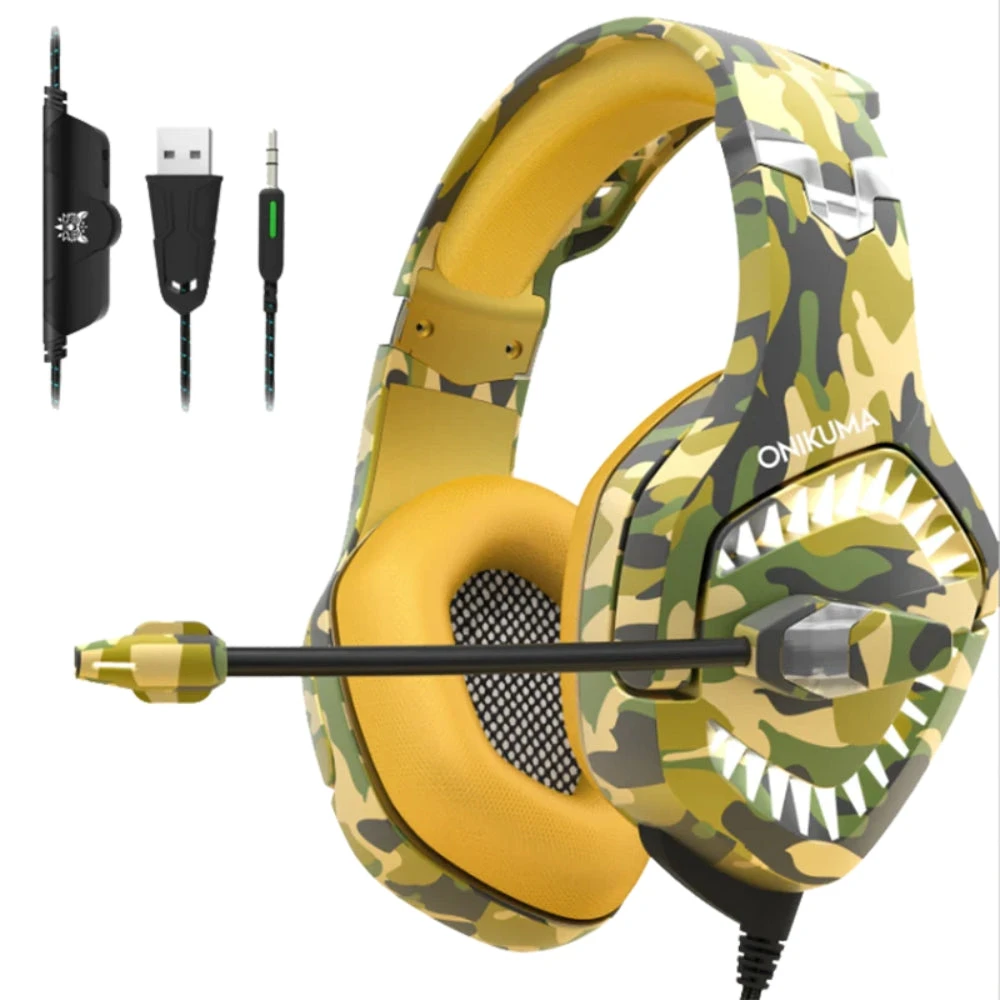 Onikuma K1-B Pro Camo Elite Stereo Gaming Headset | أصفر