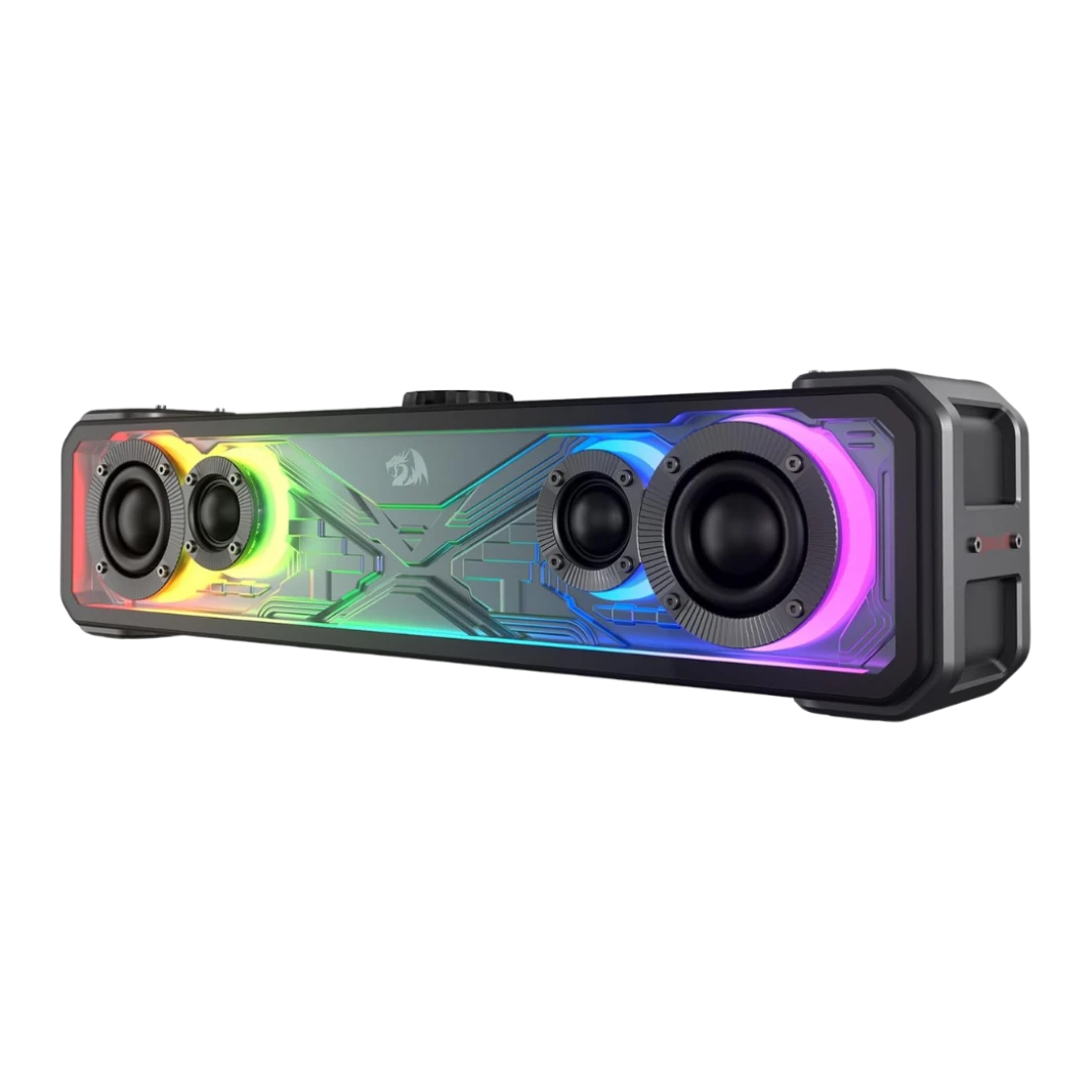 Redragon GS817 RGB Soundbar Soundbar ، 2.0 مكبرات صوت استريو للقناة لسطح المكتب W/ضخمة 30 واط كحد أقصى ، وحكم اللمس ، وبلوتوث 5.3 و 3.5 مم مدخلات AUX ، أسود