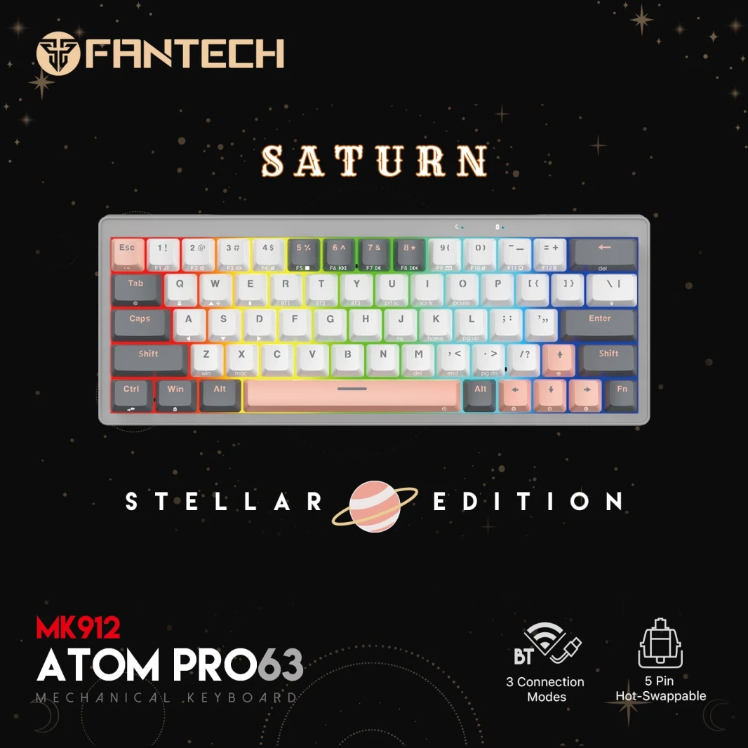 Fantech MK912 Atom Pro63 RGB Bluetooth ، لوحة مفاتيح ألعاب لاسلكية