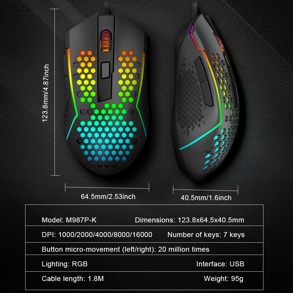 Redragon M987P-K Reping Elite Lightweight RGB Gaming Mouse