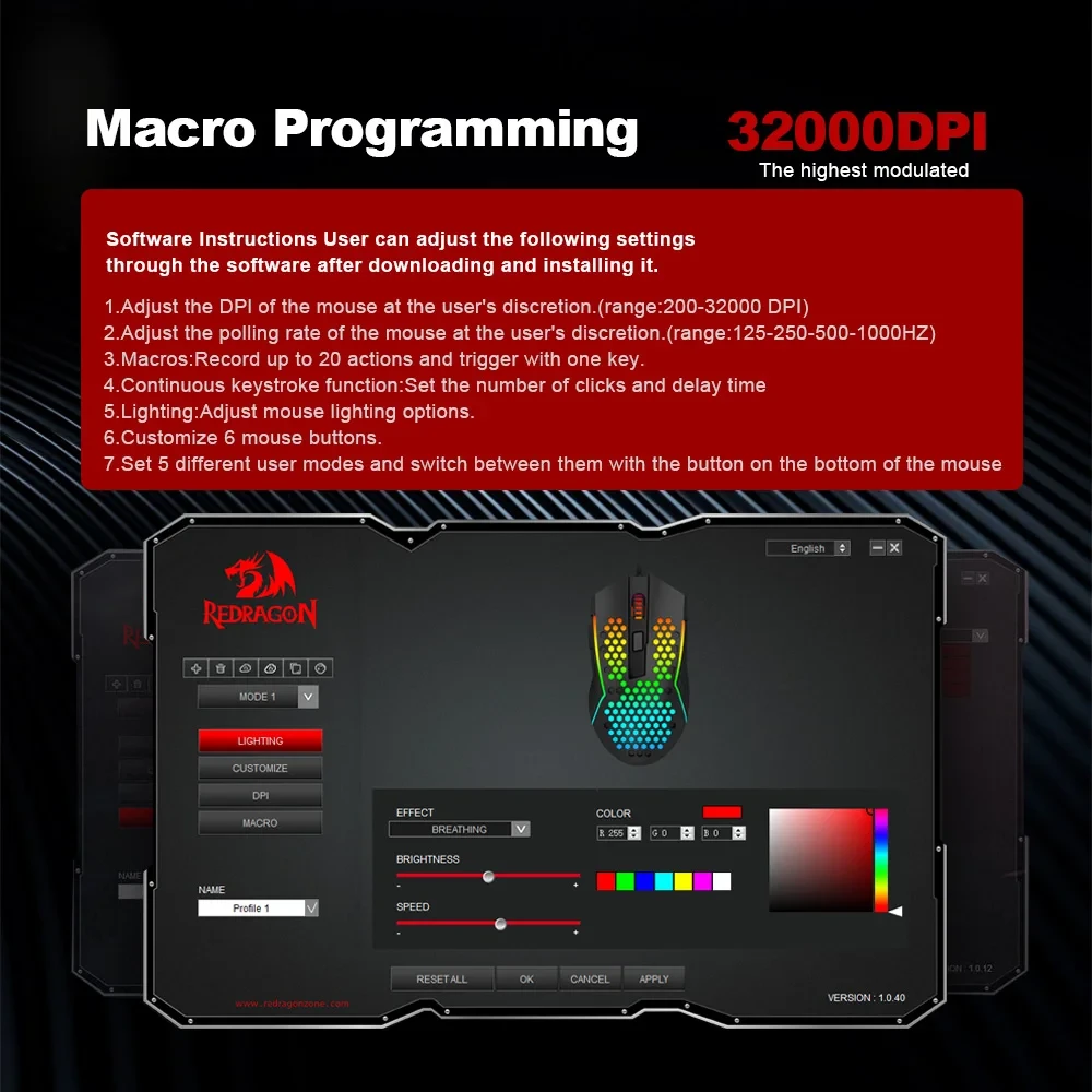 Redragon M987P-K Reping Elite Lightweight RGB Gaming Mouse