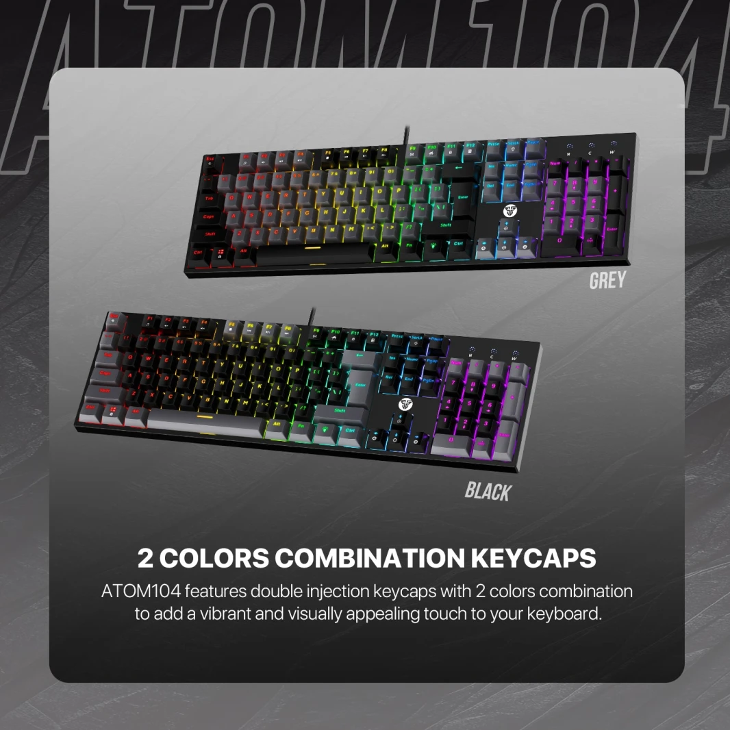 Fantech Atom TKL MK886V2 104Keycaps Keycaps لوحة المفاتيح الميكانيكية