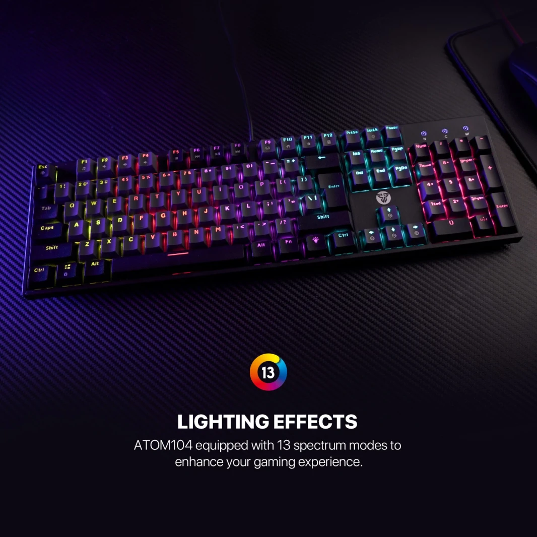Fantech Atom TKL MK886V2 104Keycaps Keycaps لوحة المفاتيح الميكانيكية