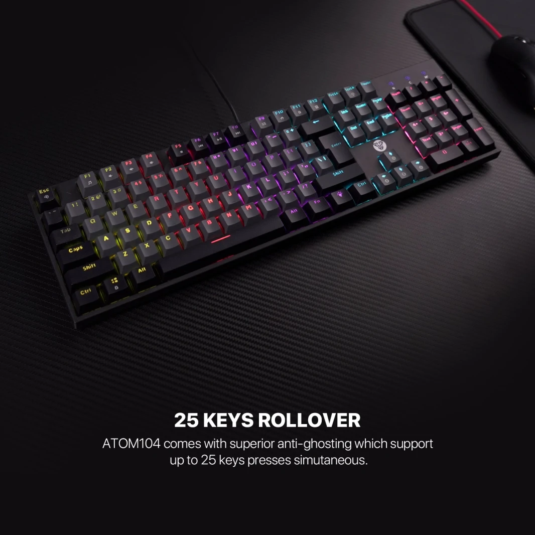 Fantech Atom TKL MK886V2 104Keycaps Keycaps لوحة المفاتيح الميكانيكية