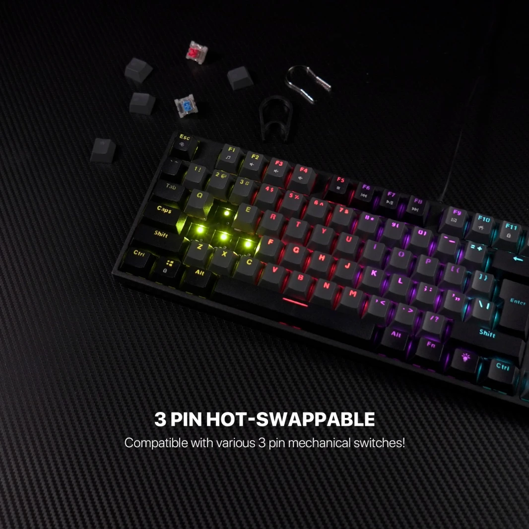 Fantech Atom TKL MK886V2 104Keycaps Keycaps لوحة المفاتيح الميكانيكية