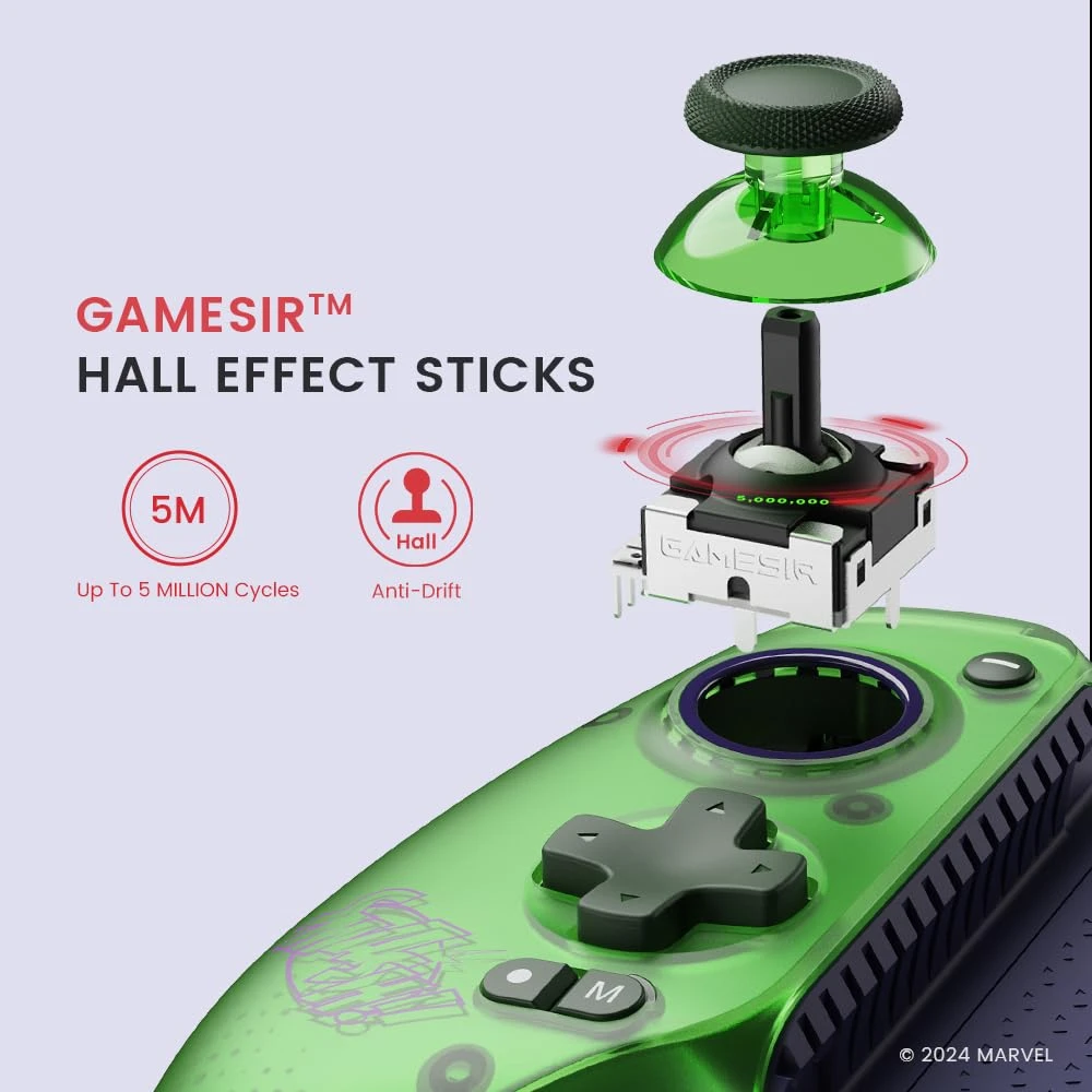 Gamesir G8 Plus وحدة تحكم لعبة Bluetooth Mobile Game لـ Switch & IOS & Android & Tablets و Wireless Gamepad - Hall Effect Boysticks & Triggers مناسبة لـ PlayStation و Steam Link و PubG Mobile و Call of Duty (G8 Plus Hulk Edition)