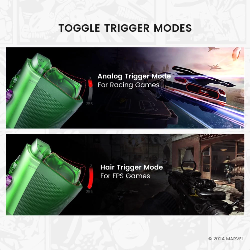 Gamesir G8 Plus وحدة تحكم لعبة Bluetooth Mobile Game لـ Switch & IOS & Android & Tablets و Wireless Gamepad - Hall Effect Boysticks & Triggers مناسبة لـ PlayStation و Steam Link و PubG Mobile و Call of Duty (G8 Plus Hulk Edition)