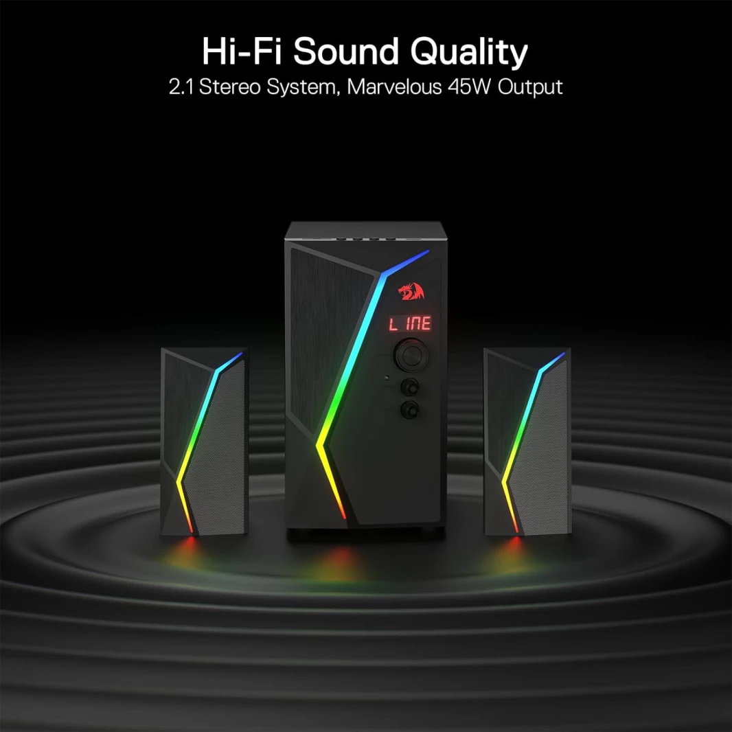 Redragon GS520 PRO Computer Gaming Speakers with Subwoofer, 2.1 Channel RGB
