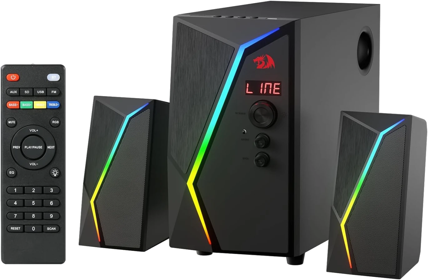 Redragon GS520 PRO Computer Gaming Speakers with Subwoofer, 2.1 Channel RGB