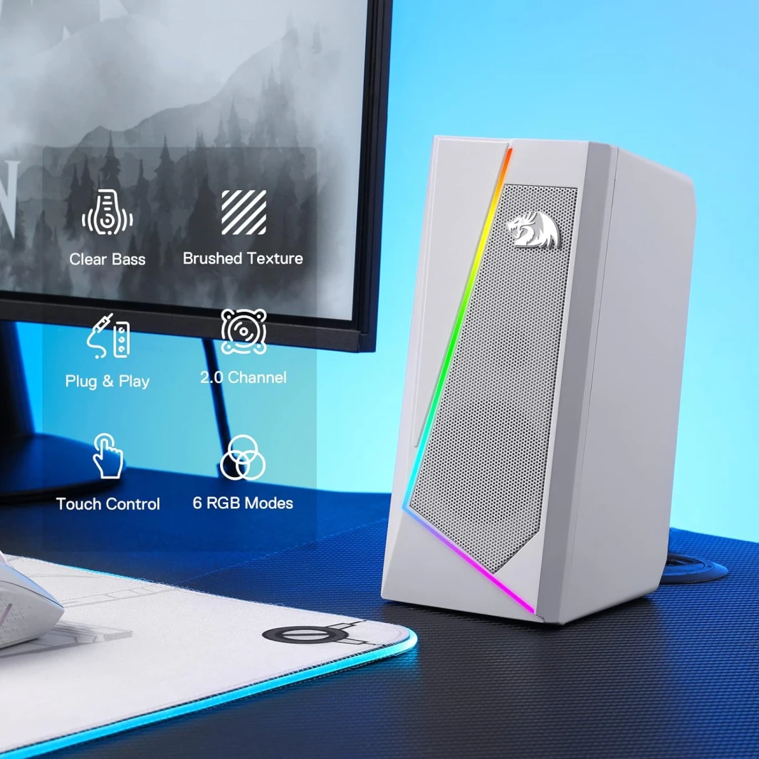 Redragon GS520 RGB مكبرات صوت سطح المكتب أبيض