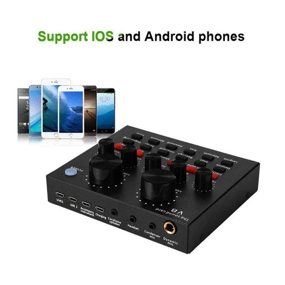 Sound card V8 Mixer Bluetooth SoundCard V8 Audio Soundcard