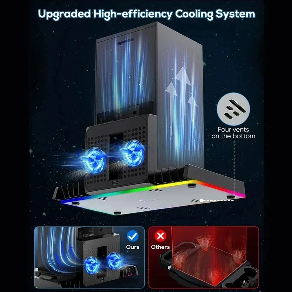 IPEGA PG-XBX023S شحن Dock لسلسلة Xbox X RGB COODING FAN BASE CONTROLLER TYPE TYPE C مع حامل سماعة الرأس