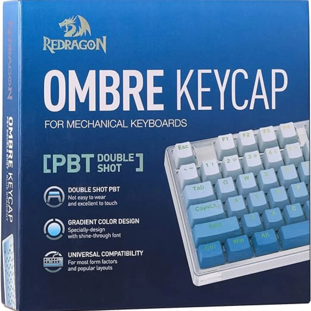 Redragon A134 التدرج اللون Ombre Blue Keycaps ، 104 مفاتيح