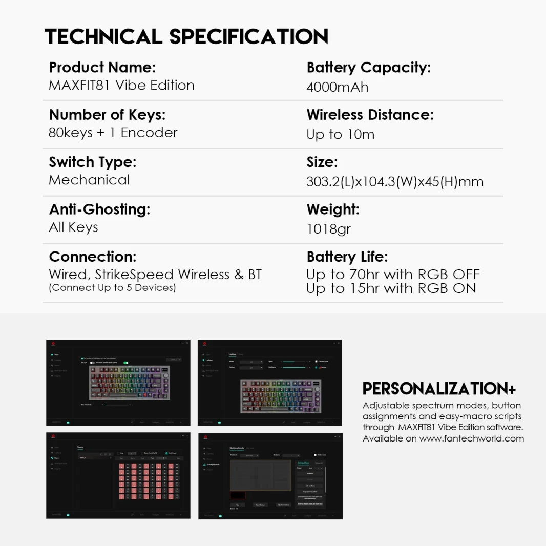 Fantech MaxFit81 Mk910 Vibe Grand Cobalt Edition لوحة المفاتيح الميكانيكية