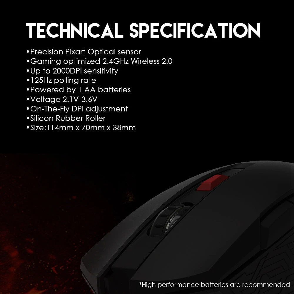 Raigor II WG10 Wireless 2.4 جيجا هرتز الماوس  للألعاب