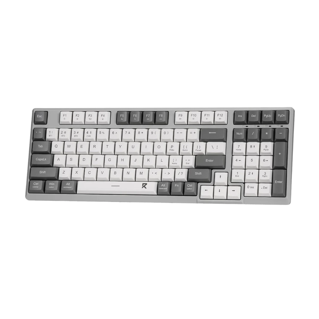 Redragon BK7114 Low-Profile Wireless Computer Keyboard, 98 Keys Slim Office PC Scissors Mechanism Keyboard w/ 2.4G BT Wireless Connection, Tactile Quiet Keystroke, Mixed Color Keycaps