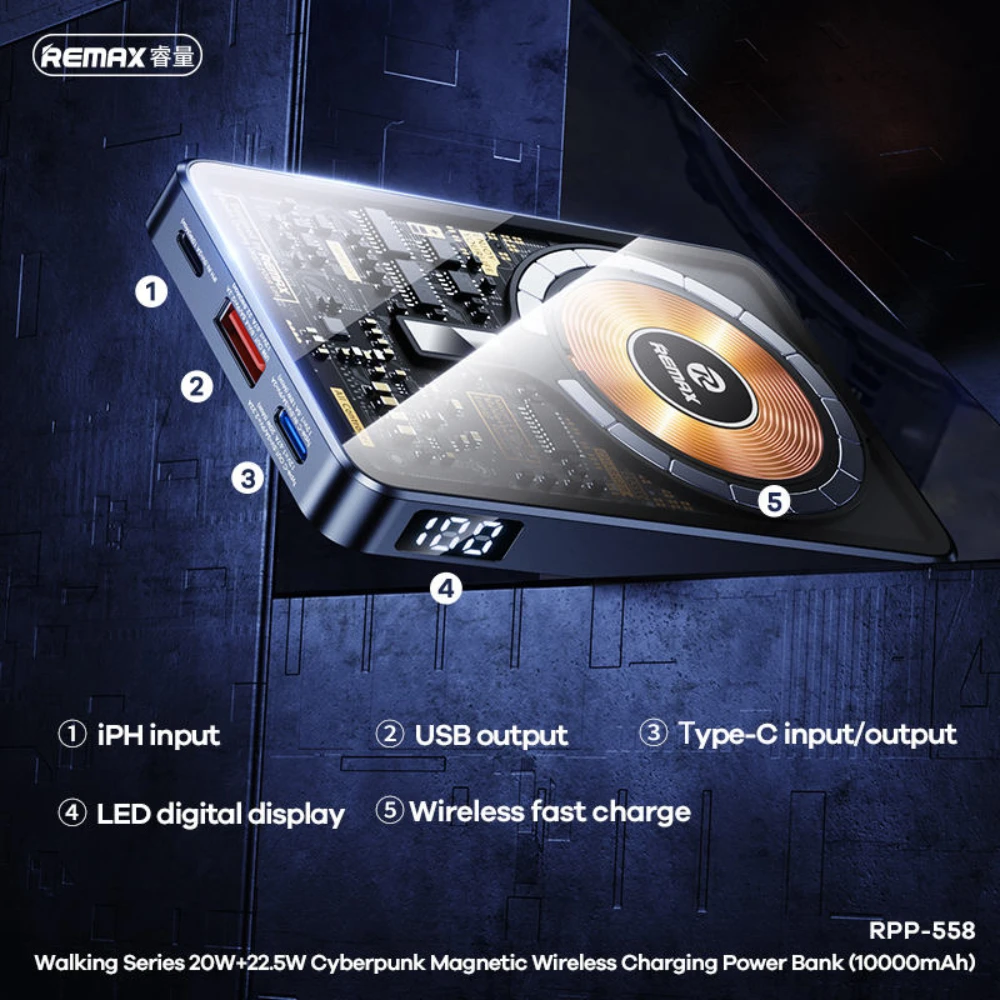 Remax PD20W+QC22.5W MAGNECT Wireless Charging Power Bank 10000MAH