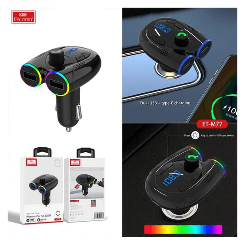 earldom Wireless Car Kit 2 USB و Bluetooth Auditory Feast ET-M77