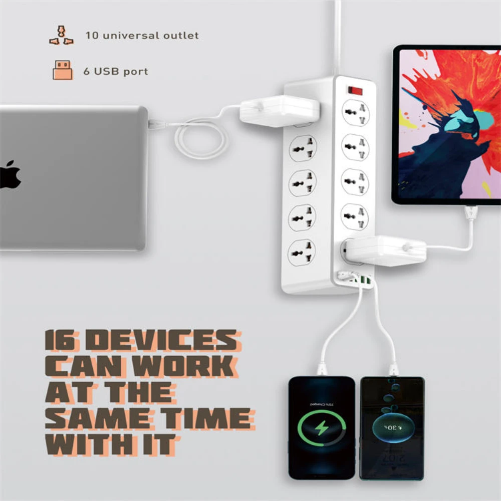 LDNIO SC10610 30W 6-PORT USB Charger Strip