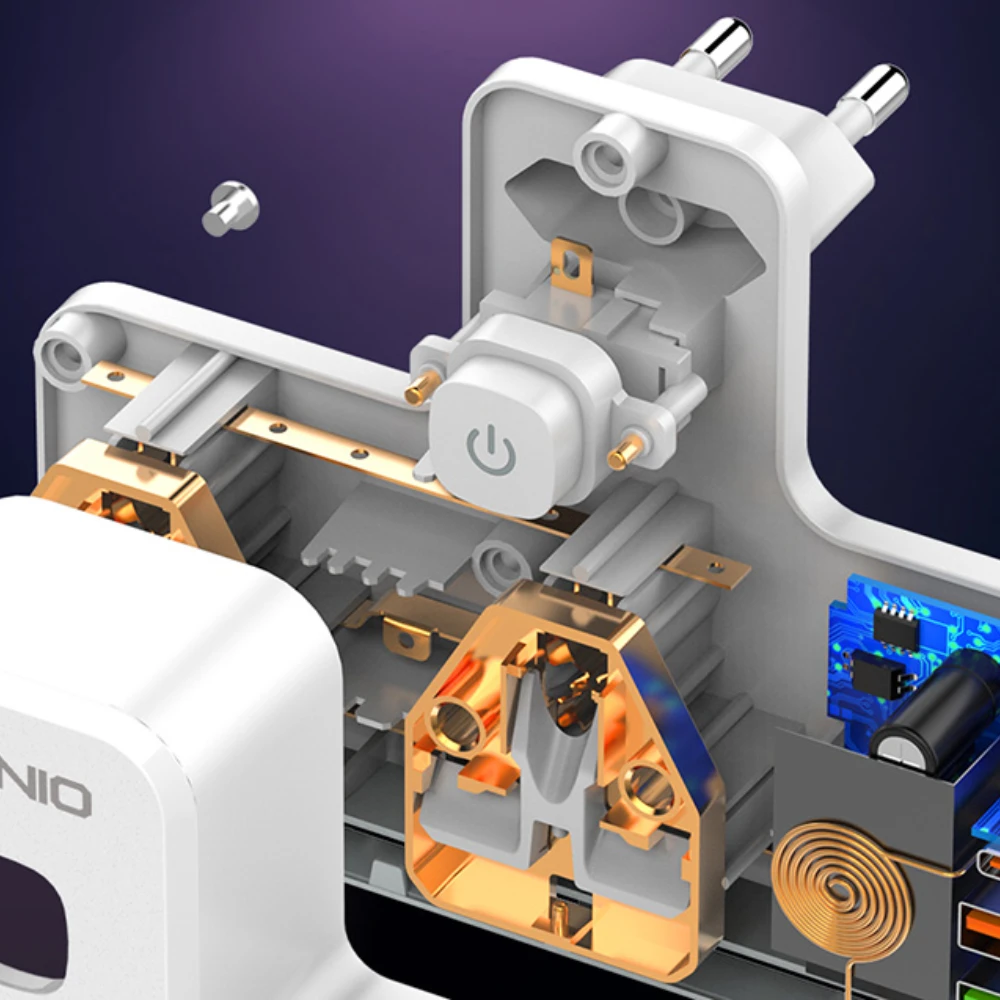 شريط الطاقة LDNIO SC2311 مع 2 منافذ التيار المتردد ، 2 USB ، USB-C ، 2500W
