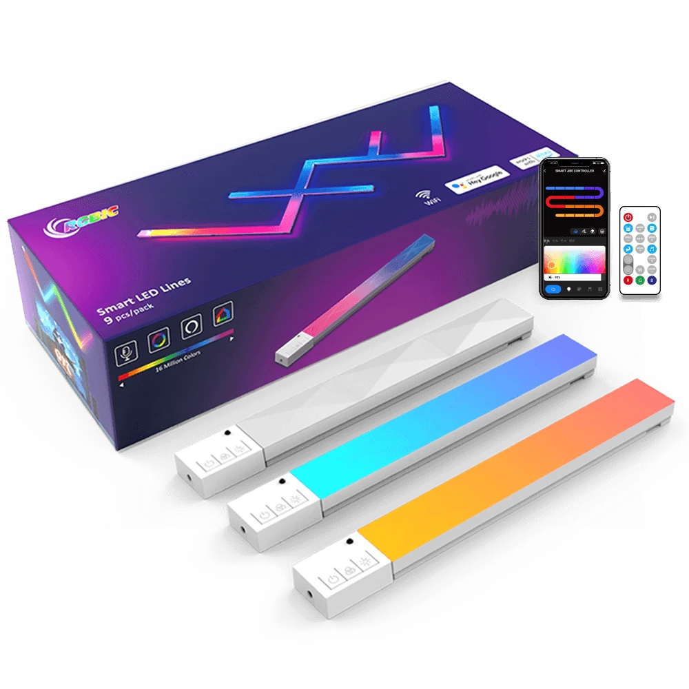 RGBIC DIY Smart Dream Color LED Light Bar 9 Pcs