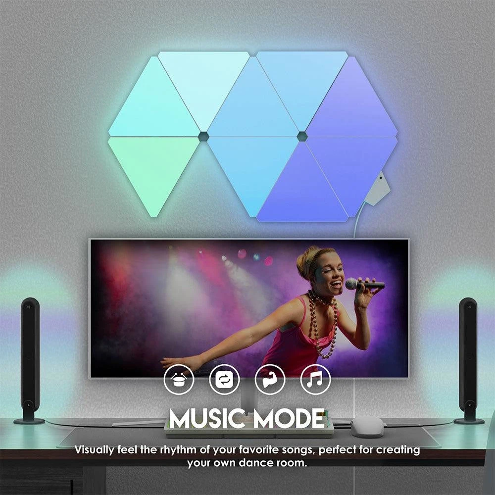 فانتس ذكي RGB Triangle Light لوحات SLP0103 + LA1ALP 9PCS