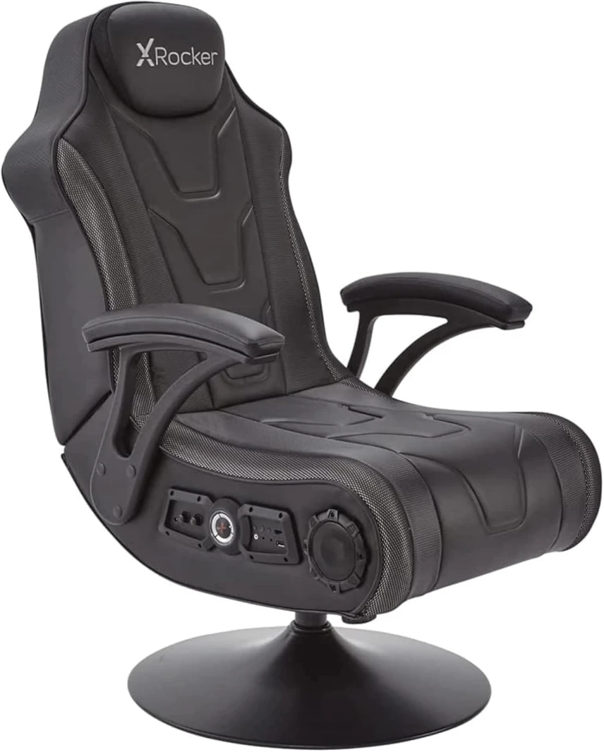 X Rocker Monsoon RGB 4.1 كرسي ألعاب صوت ستيريو مع إضاءة LED نابضة بالحياة - أسود