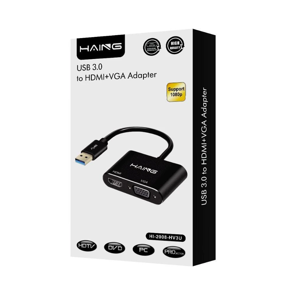 HAING USB 3.0 to HDMI+VGA Adapter HIGH QUALITY