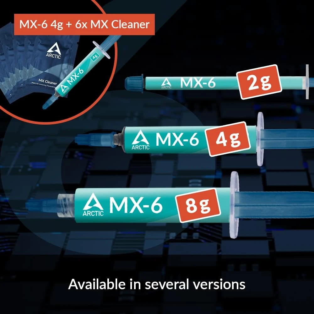ARCTIC MX-6 (4 G ، incl. 6 MX Cleaner)-الأداء النهائي المعجون الحراري لوحدة المعالجة المركزية ، وحدات المفاتيح ، وبطاقات الرسومات ، وأجهزة الكمبيوتر المحمولة ، والتوصيل الحراري العالي للغاية ، والمتانة الطويلة ، والموصل