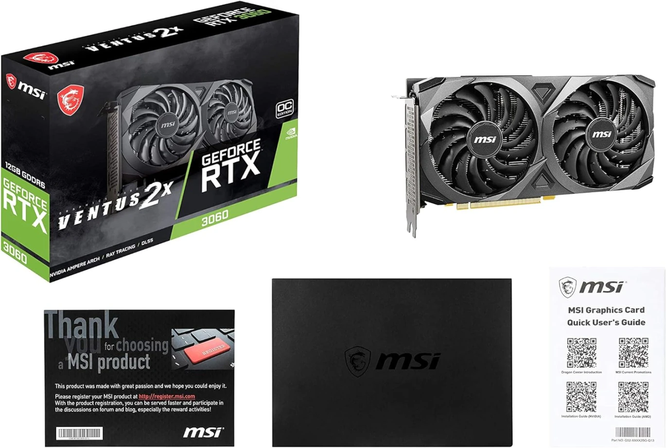 MSI Gaming Geforce RTX 3060 12GB 15 GBPS GDRR6 192-BIT HDMI/DP PCIE 4 TORX TWIN FAN AMPERE OC CARD