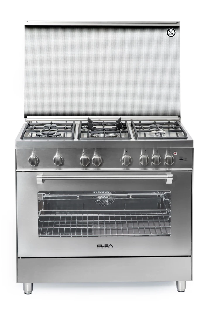 Elba Gas Cooker 90 cm Silver and 2 Fans for Cooling and Distribution