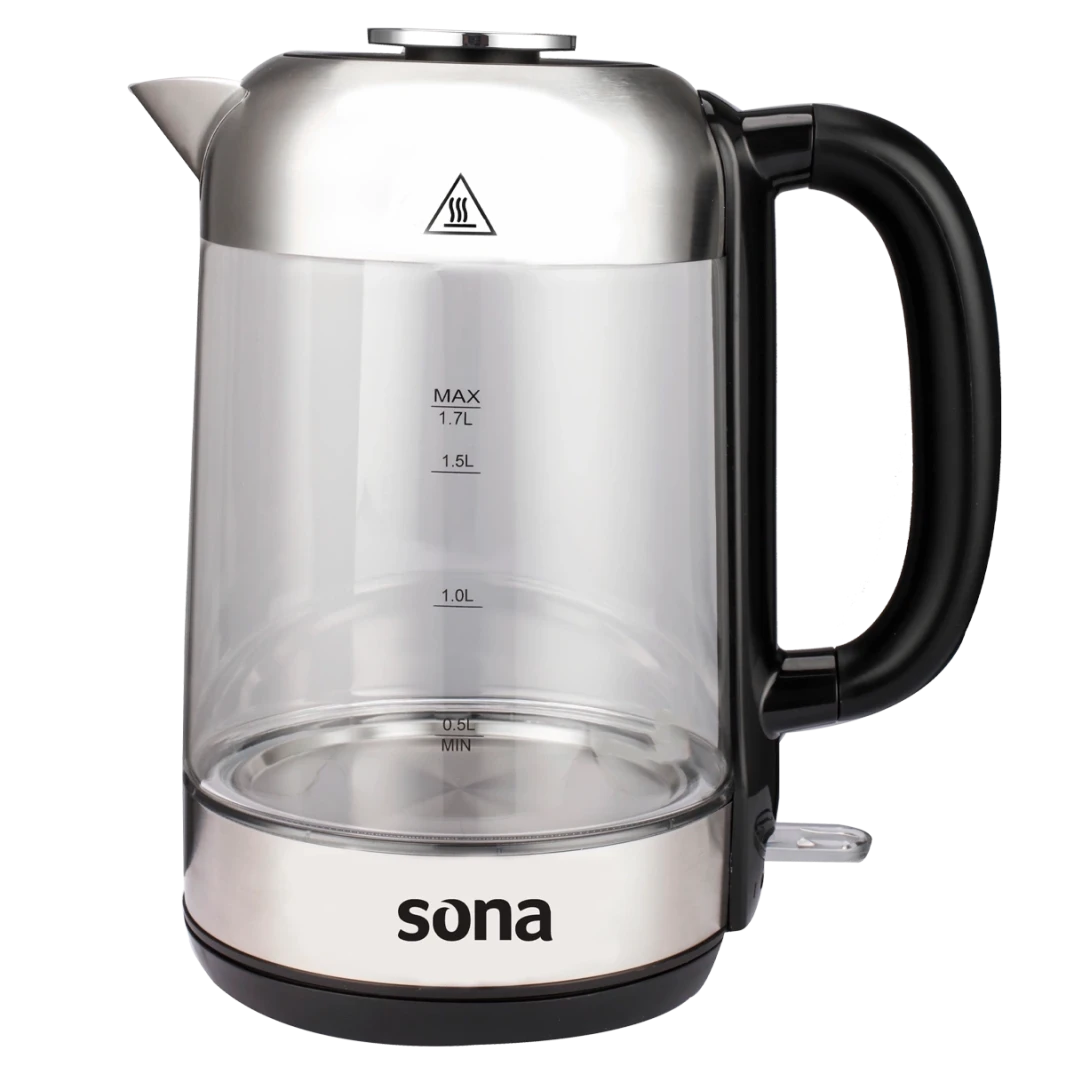 Sona Kettle 1.7 L 2200W Glass and Stainless steel Design