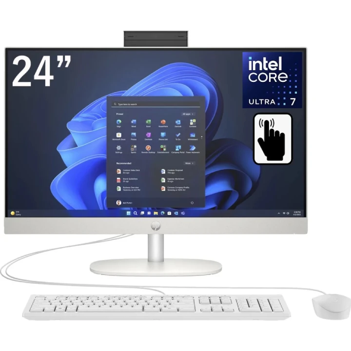 HP All-in-One PC-24 ″ FHD Touch-Intel Core Ultra 7 -155U-16GB DDR5-512GB NVME SSD-White-DOS-24-CR1003NE
