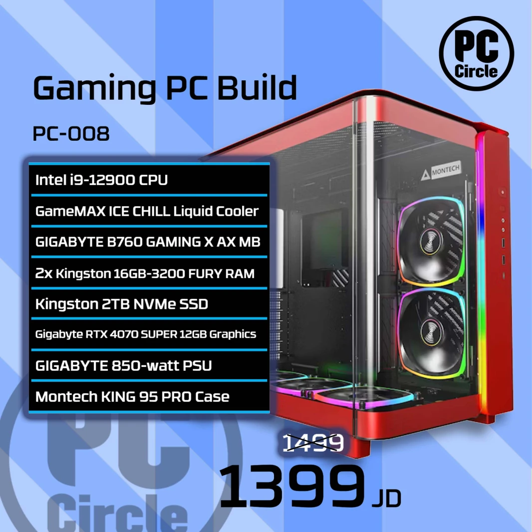 PC-008 [I9-12900/Gigabyte B760 Gaming X AX/2X16GB-3200 RAM/2TB NV3 SSD/AORUS RTX 4070 Supermaster-12GB-3FANS/GAMEMAX-ICE HILL 360 ARGB BOADER/GIGABYTE UD850-WATT.