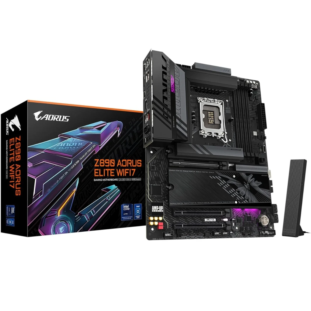 Gigabyte Z890 Aorus elite wifi7 Intel Core Ultra (Series 2) LGA 1851 Motherboard ، ATX ، DDR5 ، 3X M.2 ، PCIe 5.0 ، TWIFI7 ، 2.5GBE LAN ، EZ-LATCH