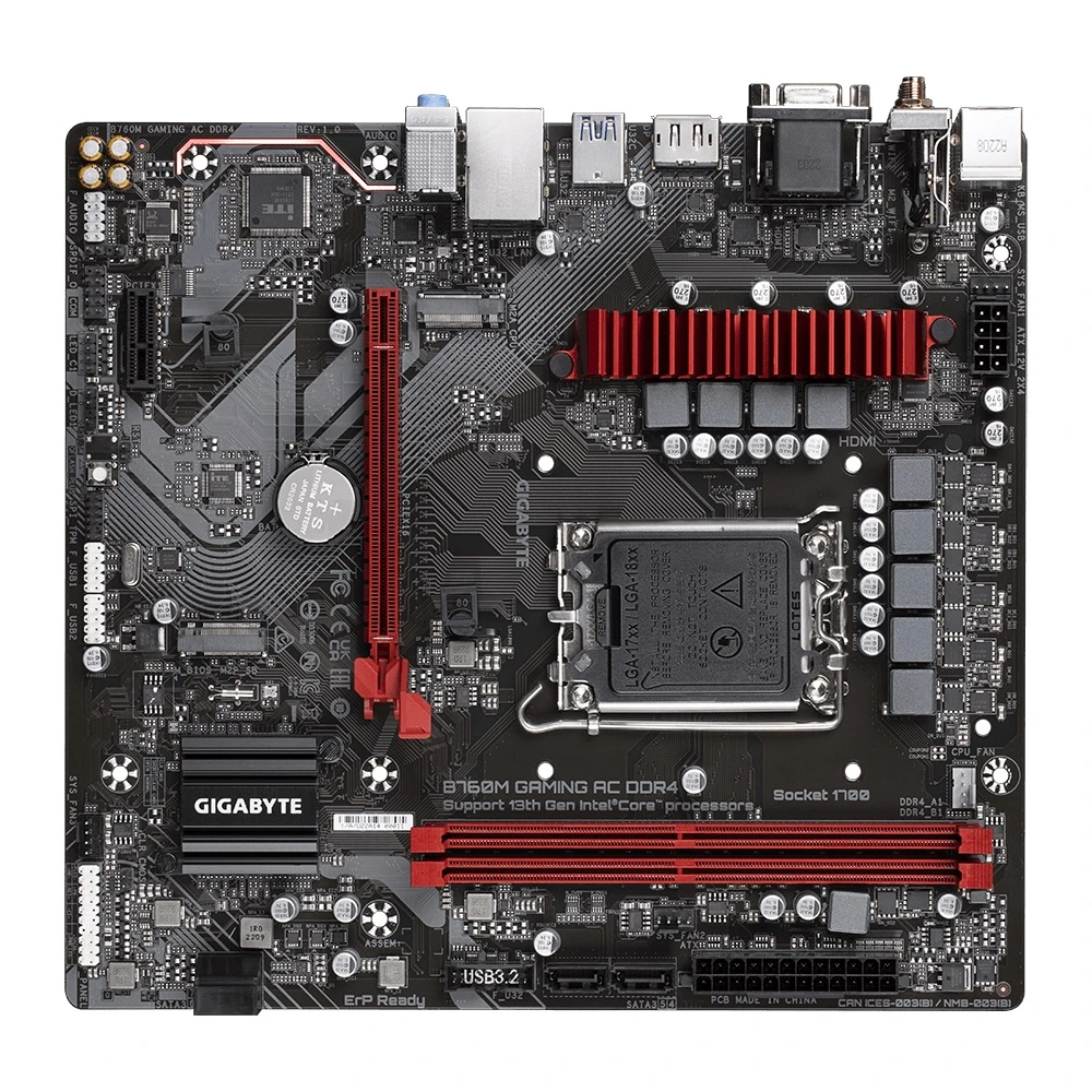 Gigabyte Motherboard B760M Gaming AC DDR4 ، LGA 1700 لـ Intel 13 و 12 ، B760M-Gaming-AC-DDR4
